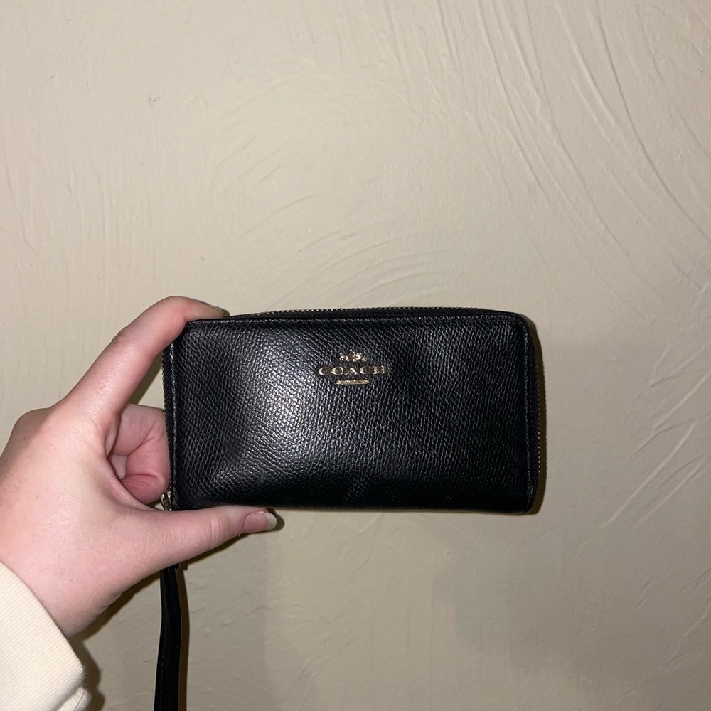 Coach Black Leather Wristlet